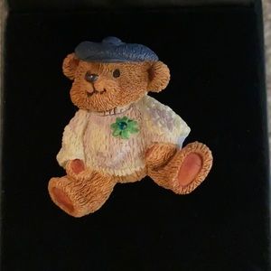 Bear pin with shamrock